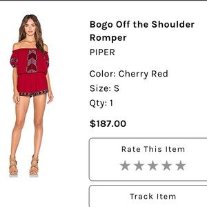 Piper Cherry Red Off the Shoulder Romper